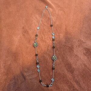 Elegant Silver and Brown Necklace 20”L